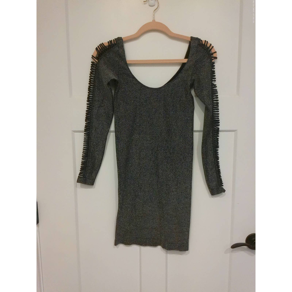 Bebe Silver Sparkly Bodycon Spandex Bodycon Dress Size P/S